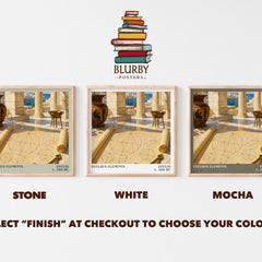 Euclid's Elements literary print framed by window – Stone, White and Mocha square prints side by side – choose your colour