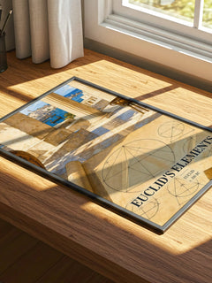Euclid's Elements watercolour book poster framed on wall – philosophy wall art