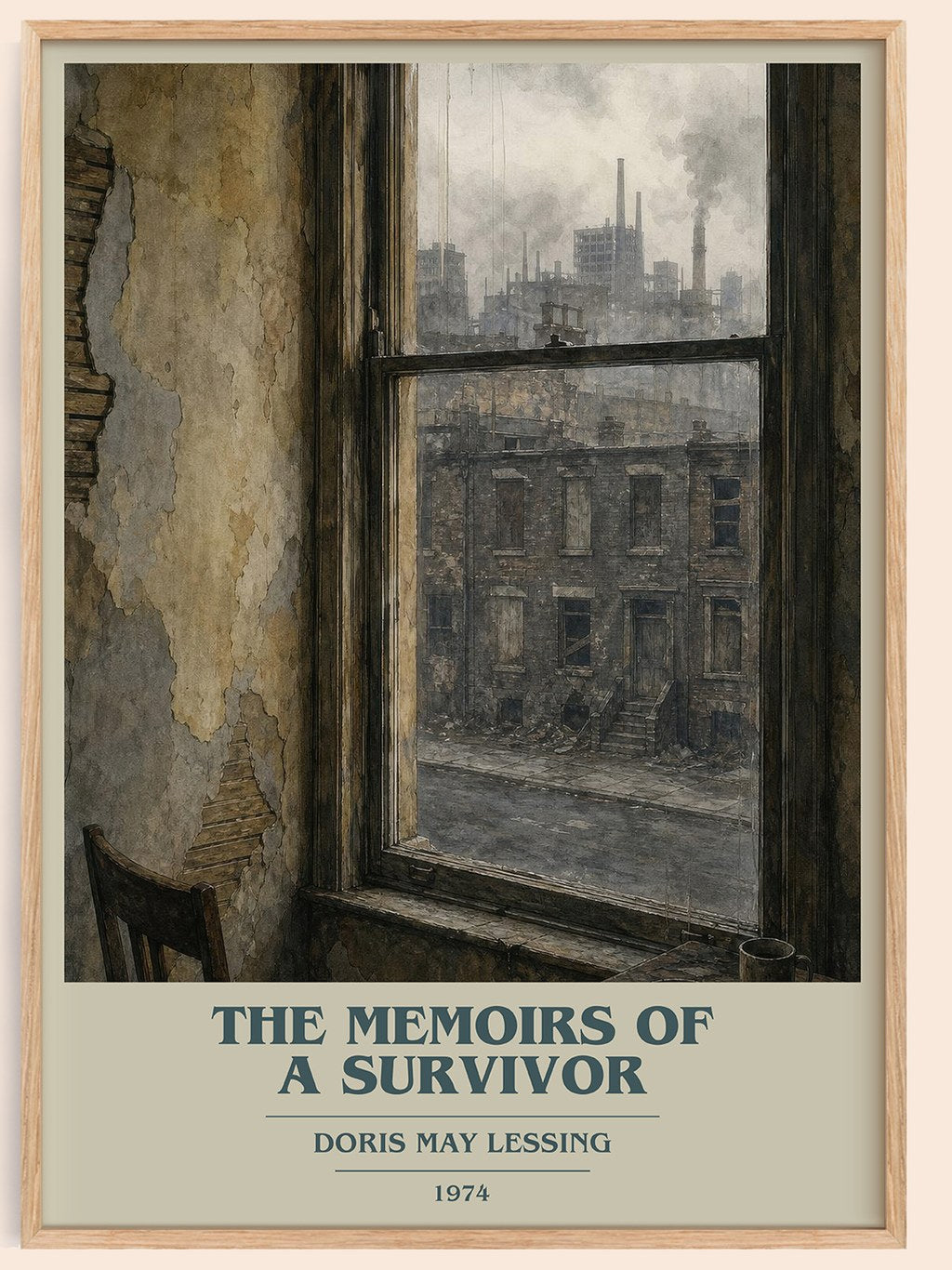The Memoirs of a Survivor book cover book poster by Doris May Lessing – framed literary art print