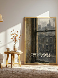The Memoirs of a Survivor watercolour print in frame leaning in hallway – literary fiction wall art