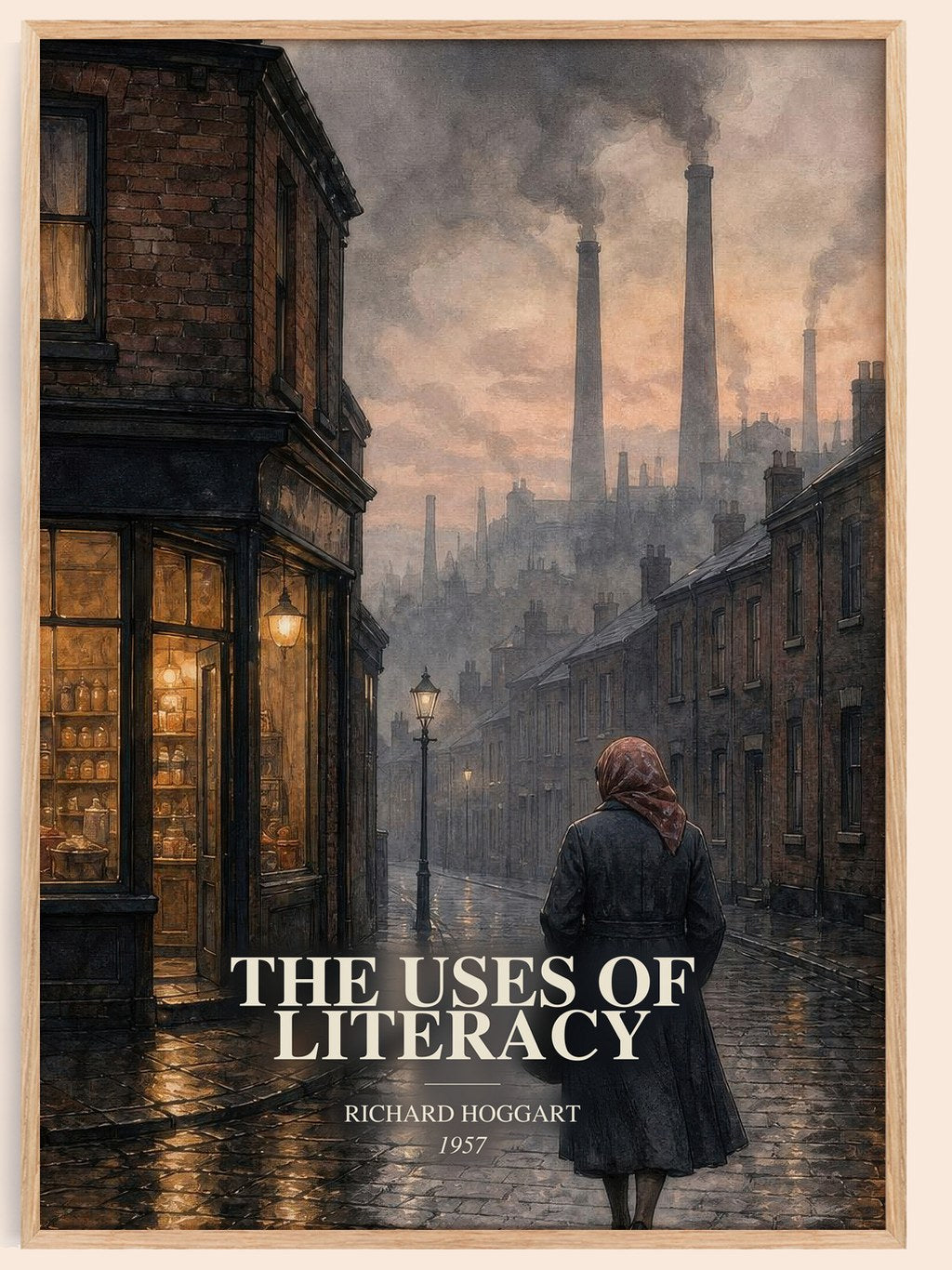 The Uses of Literacy watercolour book poster by Richard Hoggart – framed literary art print
