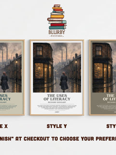 The Uses of Literacy Bookish Wall Art by Richard Hoggart – Style X, Y and Z side by side – choose your finish