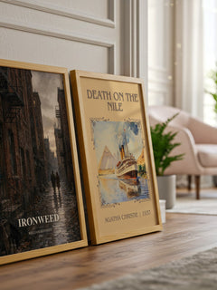 Ironweed watercolour print framed by window – literary home decor
