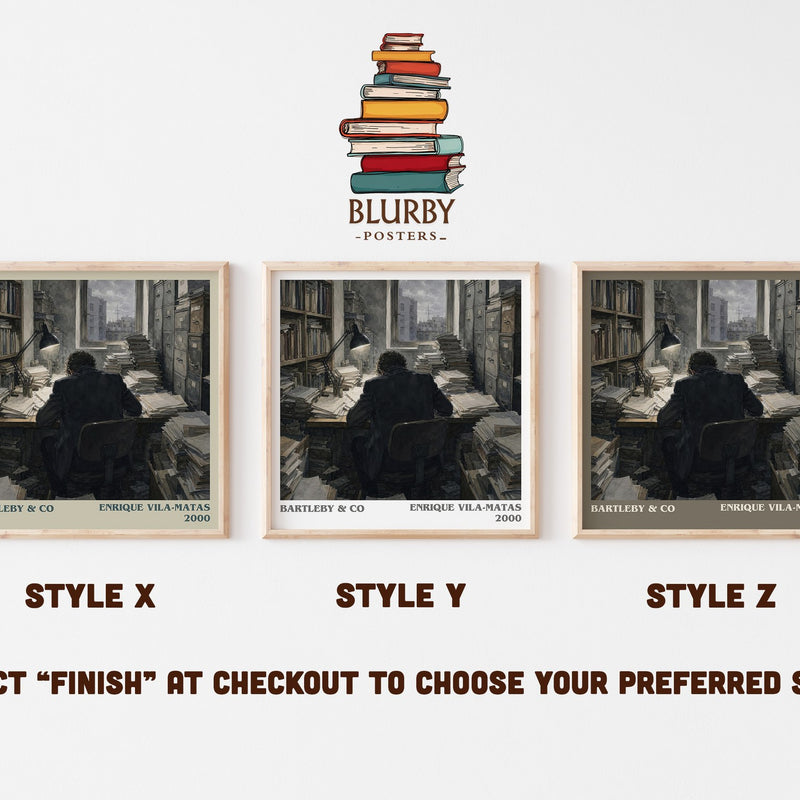 Bartleby & Co literary print in frame leaning in hallway – literary fiction wall art