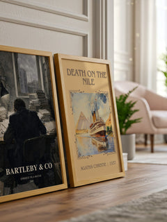 Bartleby & Co watercolour print framed by window – literary home decor