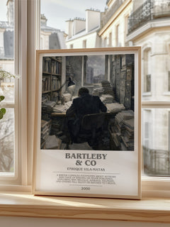 Bartleby & Co Bookish Wall Art by Enrique Vila-Matas – framed print by a bright window