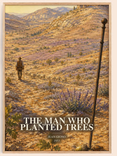 The Man Who Planted Trees watercolour book poster by Jean Giono – framed literary art print