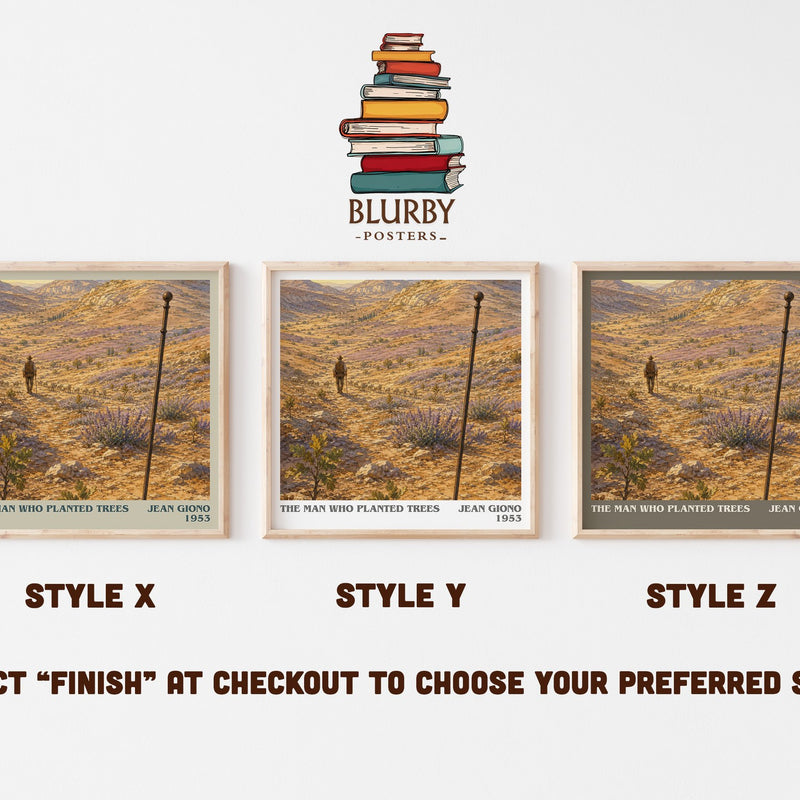 The Man Who Planted Trees literary print in frame leaning in hallway – literary fiction wall art