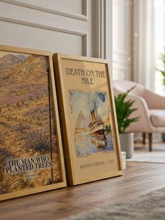 The Man Who Planted Trees watercolour print framed by window – literary home decor