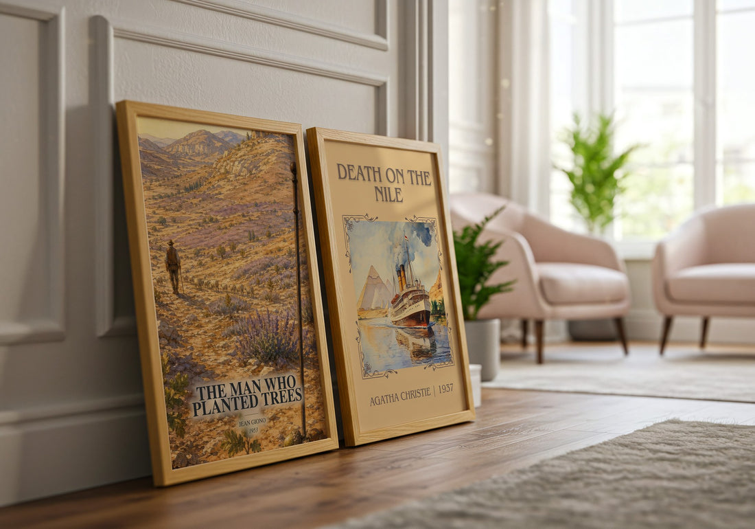 The Man Who Planted Trees watercolour print framed by window – literary home decor