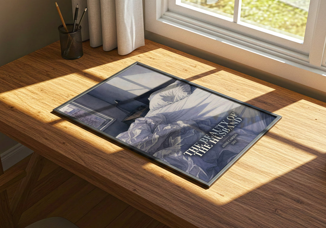 The Beauty Of The Husband watercolour book poster framed on wall – poetry wall art