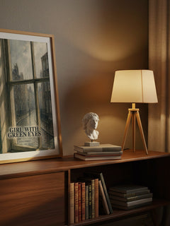Girl With Green Eyes watercolour print on bookshelf – Edna O'Brien fan gift