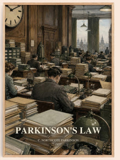 Parkinson's Law watercolour book poster by C. Northcote Parkinson – framed literary art print