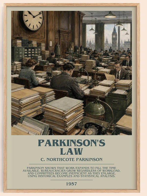 Parkinson's Law Bookish Wall Art by C. Northcote Parkinson – framed poster