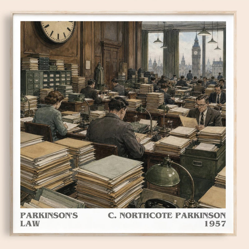 Parkinson's Law literary book poster by C. Northcote Parkinson – framed literary art print
