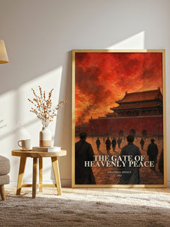 The Gate of Heavenly Peace watercolour print in frame leaning in hallway – non fiction wall art