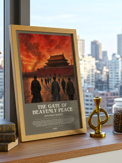 The Gate of Heavenly Peace Bookish Wall Art by Jonathan Spence – framed print on a city-view windowsill