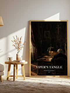 Viper’s Tangle watercolour print in frame leaning in hallway – literary fiction wall art