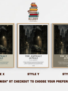 The Asphalt Jungle Bookish Wall Art by W. R. Burnett – Style X, Y and Z side by side – choose your finish