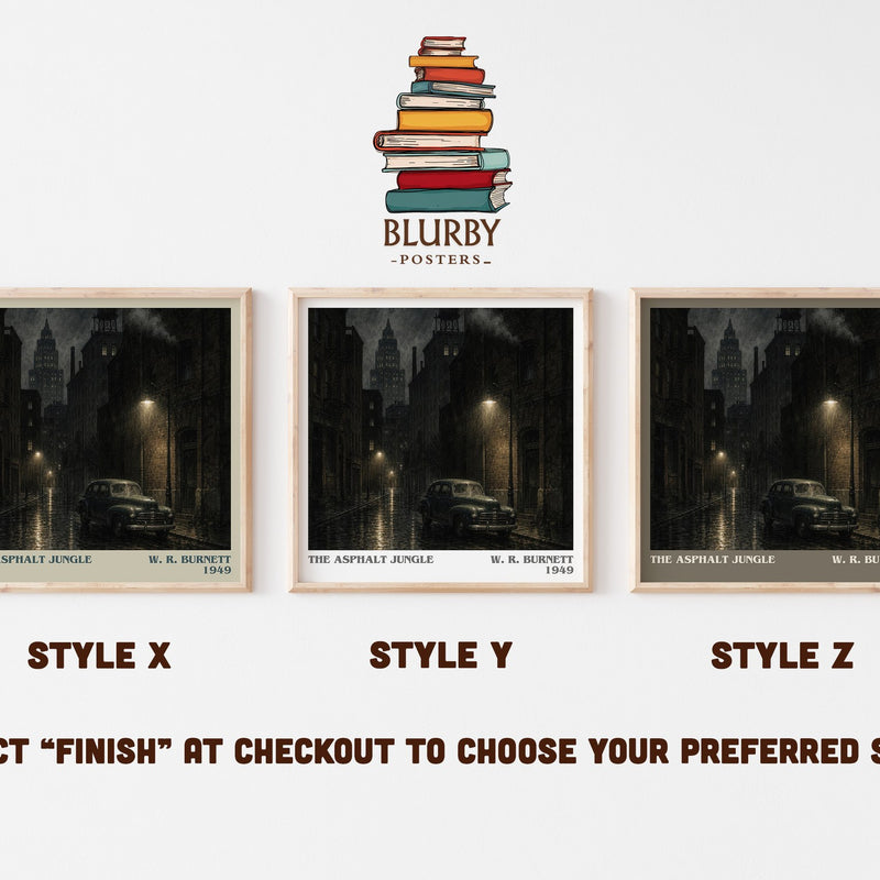 The Asphalt Jungle literary print in frame leaning in hallway – crime wall art