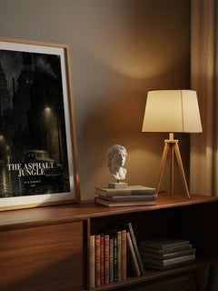 The Asphalt Jungle watercolour print on bookshelf – W. R. Burnett fan gift
