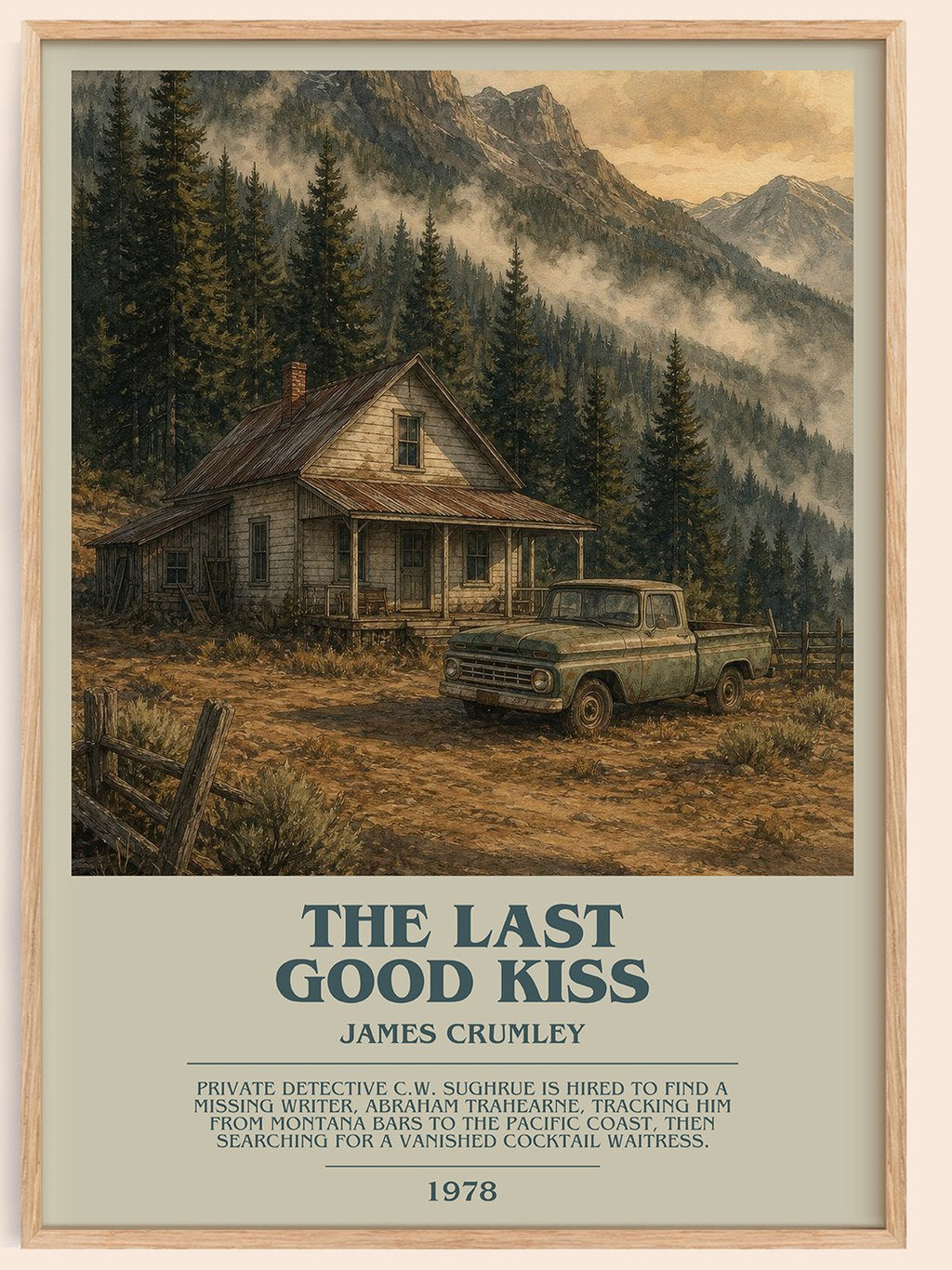 The Last Good Kiss Bookish Wall Art by James Crumley – framed poster