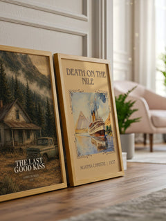 The Last Good Kiss watercolour print framed by window – literary home decor