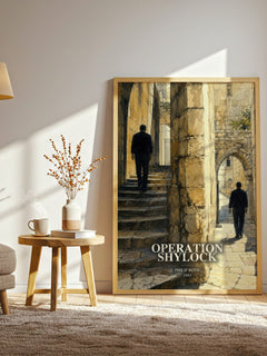 Operation Shylock watercolour print in frame leaning in hallway – literary fiction wall art