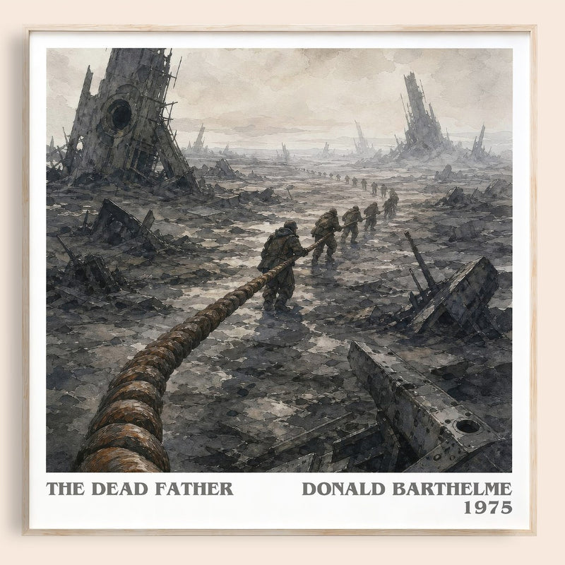 The Dead Father literary book poster by Donald Barthelme – framed literary art print