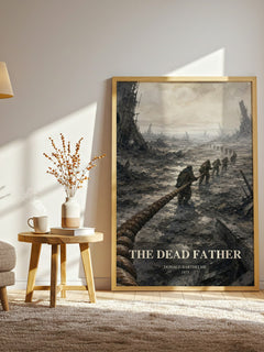 The Dead Father watercolour print in frame leaning in hallway – literary fiction wall art