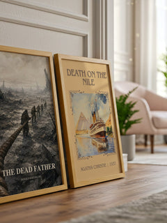 The Dead Father watercolour print framed by window – literary home decor