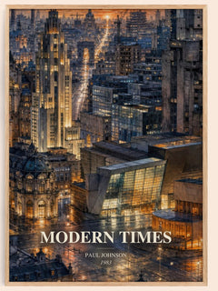Modern Times watercolour book poster by Paul Johnson – framed literary art print