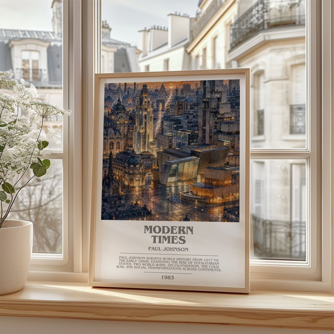 Modern Times Bookish Wall Art by Paul Johnson – framed print by a bright window