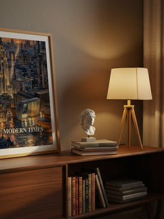 Modern Times watercolour print on bookshelf – Paul Johnson fan gift