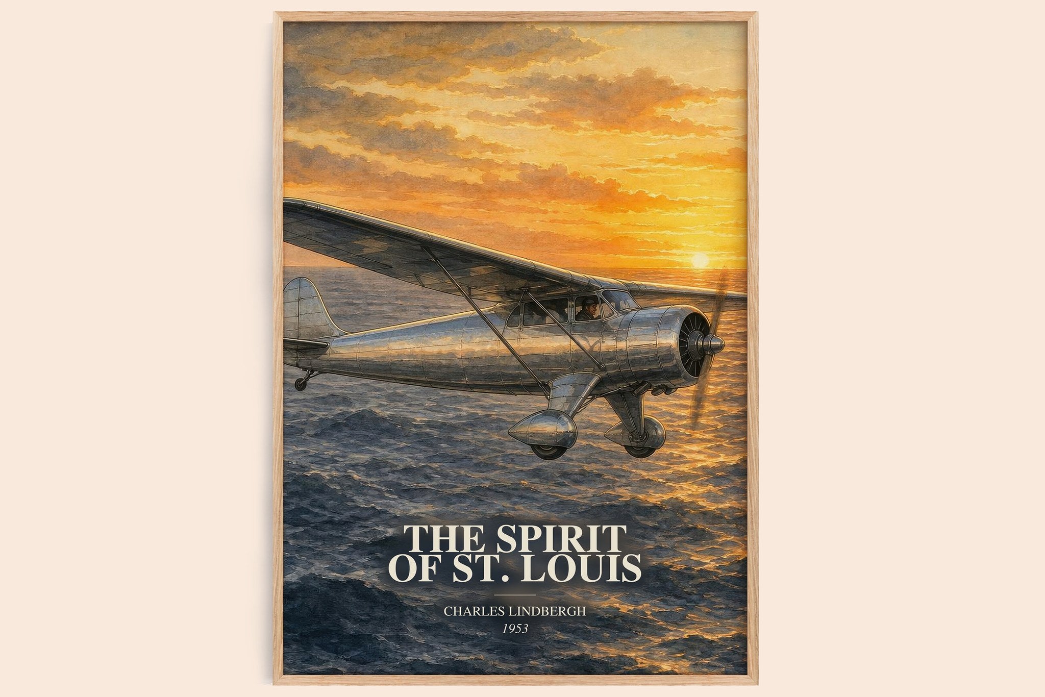 Spirit of St. Louis Book Watercolour Illustration by Charles Lindbergh