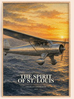 The Spirit of St. Louis watercolour book poster by Charles Lindbergh – framed literary art print