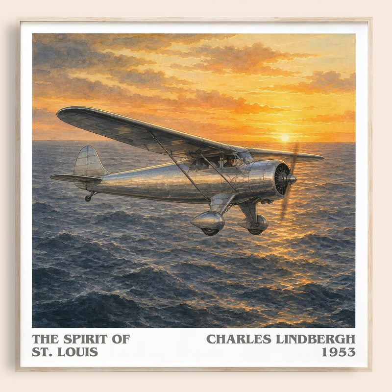 The Spirit of St. Louis literary book poster by Charles Lindbergh – framed literary art print