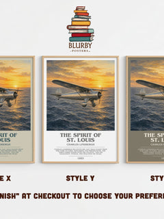The Spirit of St. Louis Bookish Wall Art by Charles Lindbergh – Style X, Y and Z side by side – choose your finish