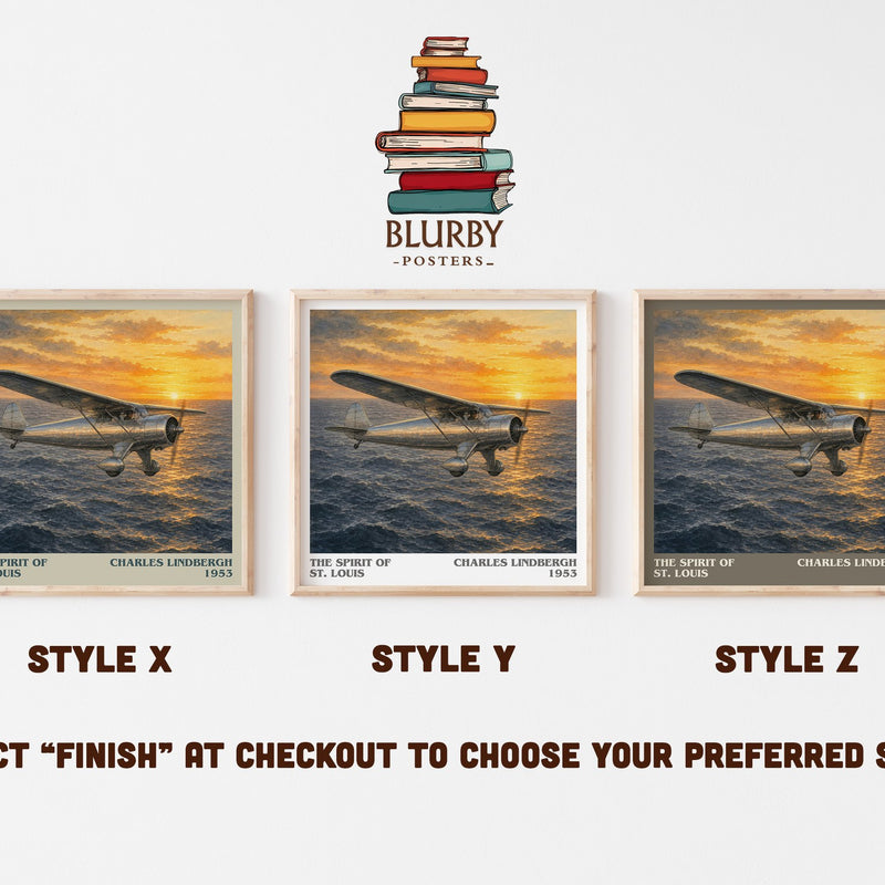 The Spirit of St. Louis literary print in frame leaning in hallway – memoir wall art