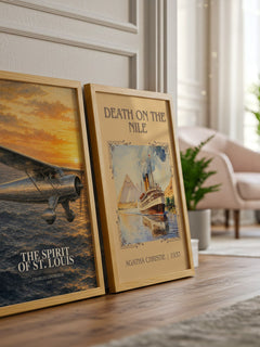 The Spirit of St. Louis watercolour print framed by window – literary home decor