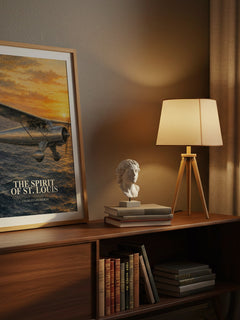 The Spirit of St. Louis watercolour print on bookshelf – Charles Lindbergh fan gift