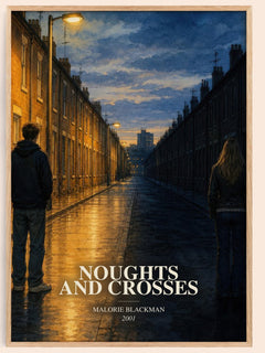 Noughts and Crosses watercolour book poster by Malorie Blackman – framed literary art print