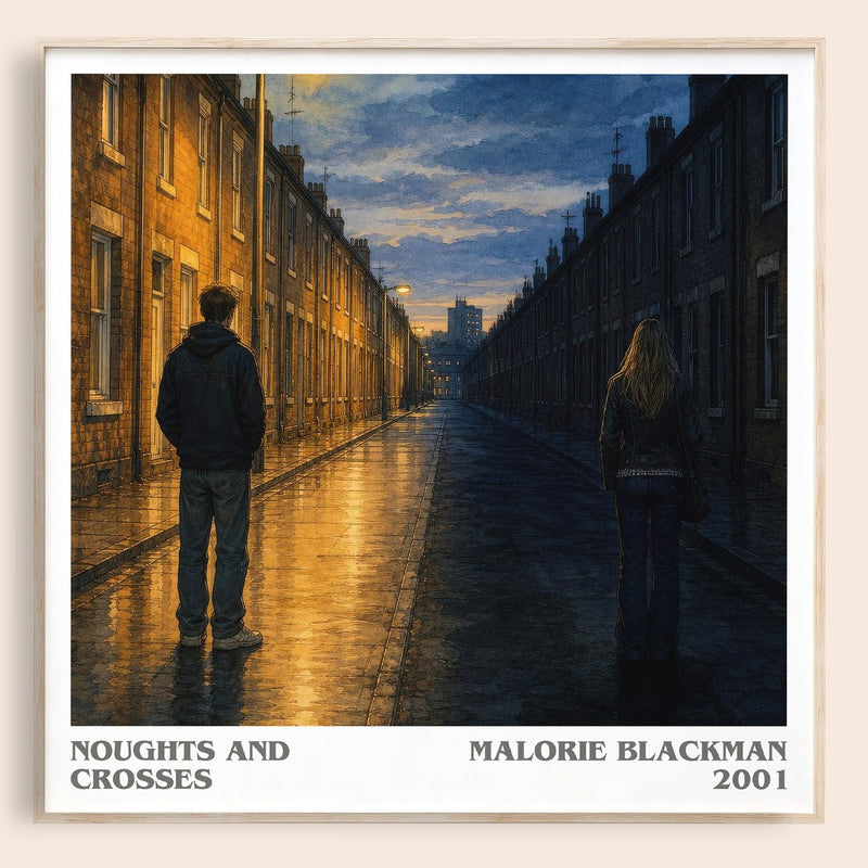 Noughts and Crosses literary book poster by Malorie Blackman – framed literary art print