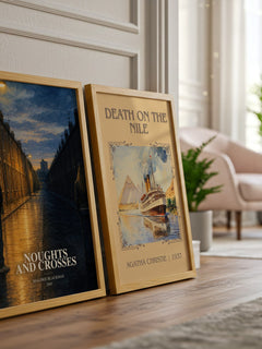 Noughts and Crosses watercolour print framed by window – literary home decor