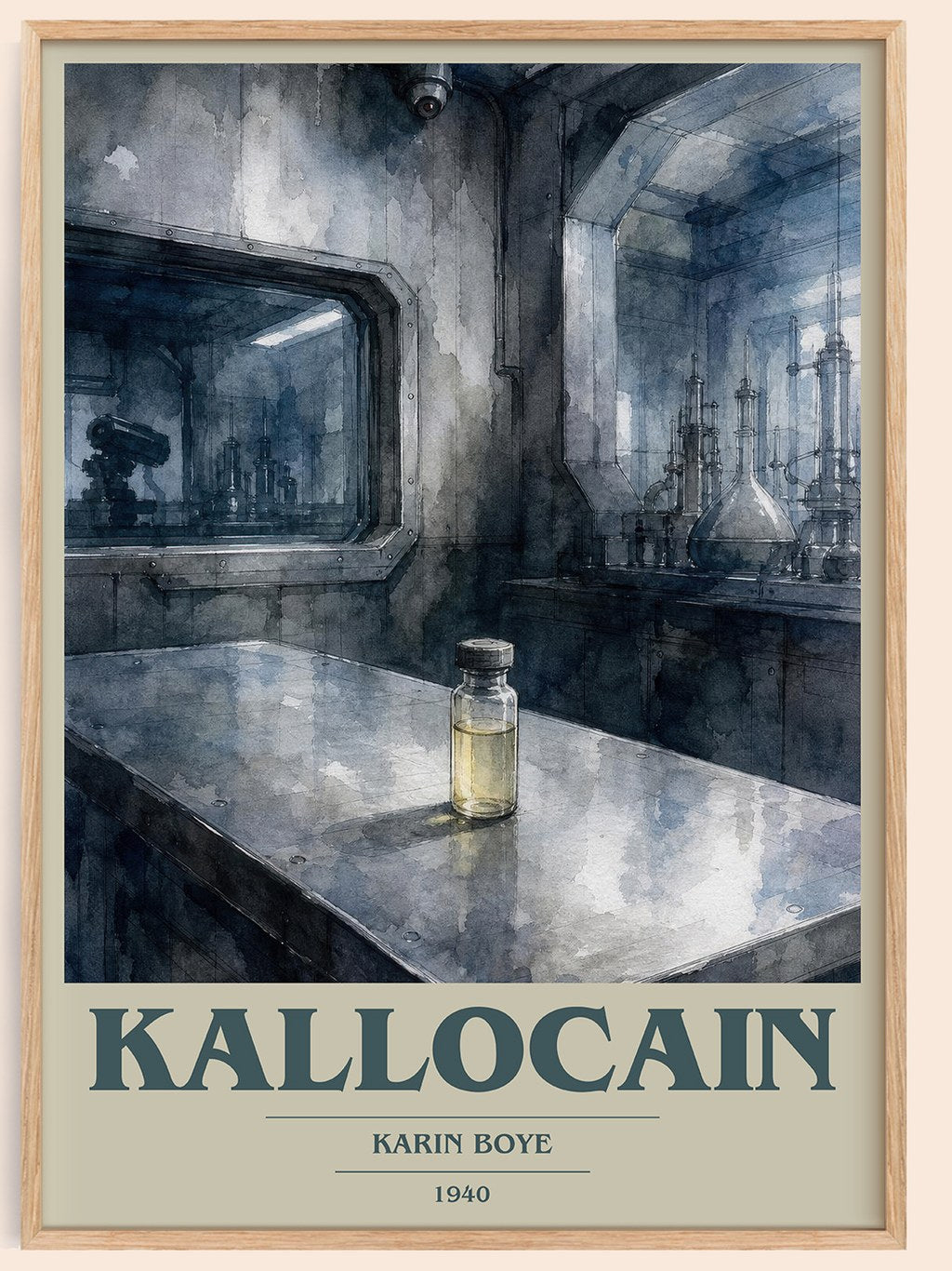 Kallocain book cover book poster by Karin Boye – framed literary art print