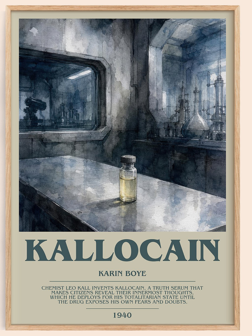 Kallocain Bookish Wall Art by Karin Boye – framed poster