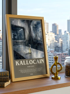 Kallocain Bookish Wall Art by Karin Boye – framed print on a city-view windowsill