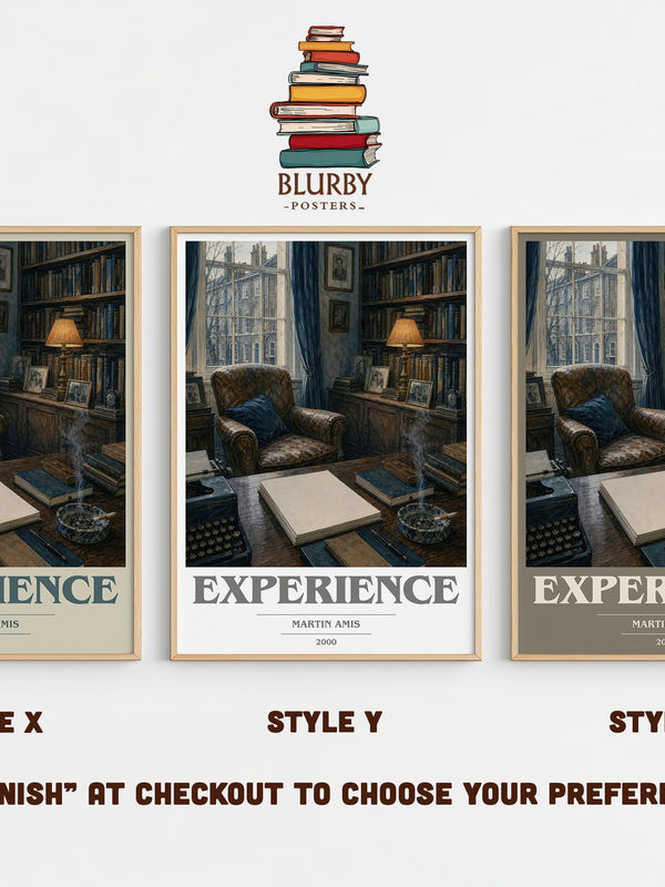 Experience book cover print in frame leaning in hallway – memoir wall art