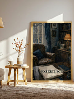 Experience watercolour print in frame leaning in hallway – memoir wall art