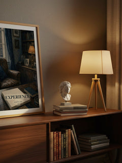 Experience watercolour print on bookshelf – Martin Amis fan gift